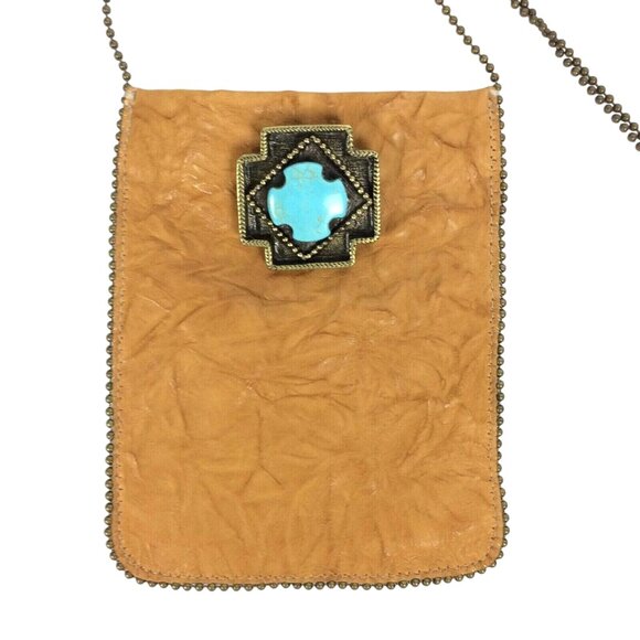 Unbranded Mini Crossbody Bag Faux Turquoise Cross Vegan Leather Chain Strap - Picture 2 of 4